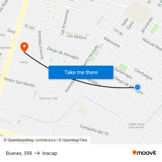 Bueras, 398 to Inacap map