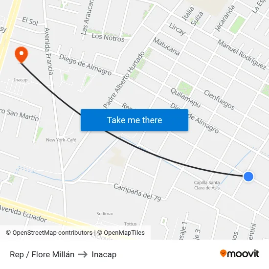 Rep / Flore Millán to Inacap map