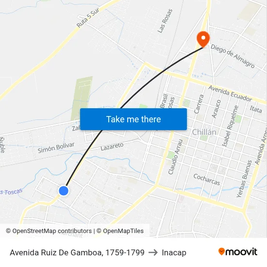 Avenida Ruiz De Gamboa, 1759-1799 to Inacap map