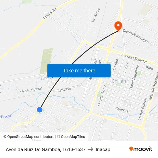Avenida Ruiz De Gamboa, 1613-1637 to Inacap map