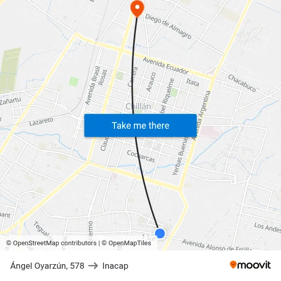 Ángel Oyarzún, 578 to Inacap map