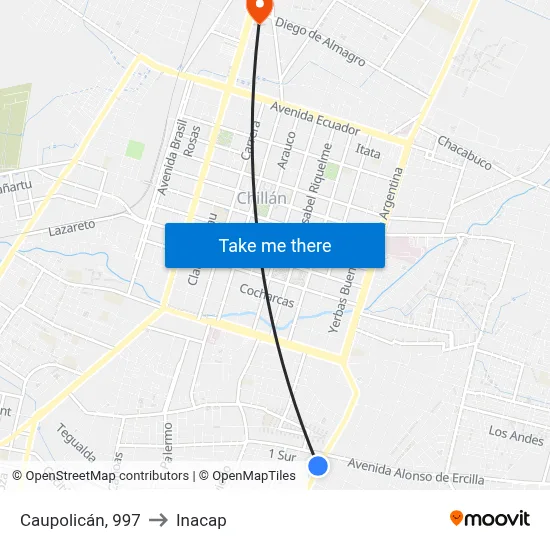 Caupolicán, 997 to Inacap map
