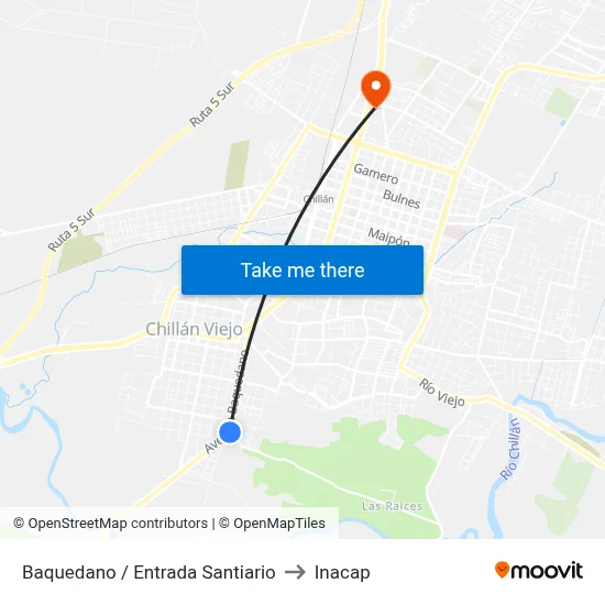 Baquedano / Entrada Santiario to Inacap map
