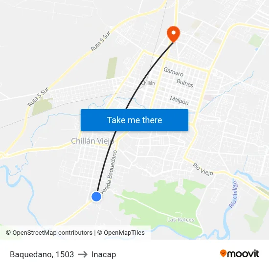 Baquedano, 1503 to Inacap map