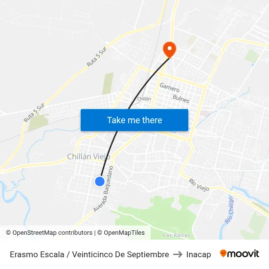 Erasmo Escala / Veinticinco De Septiembre to Inacap map