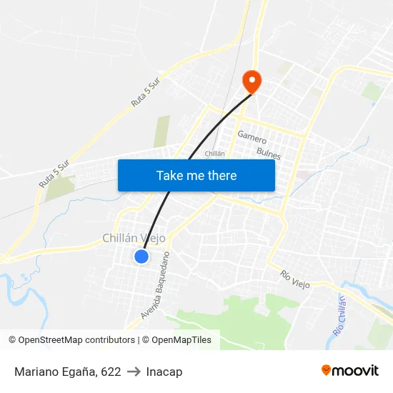 Mariano Egaña, 622 to Inacap map