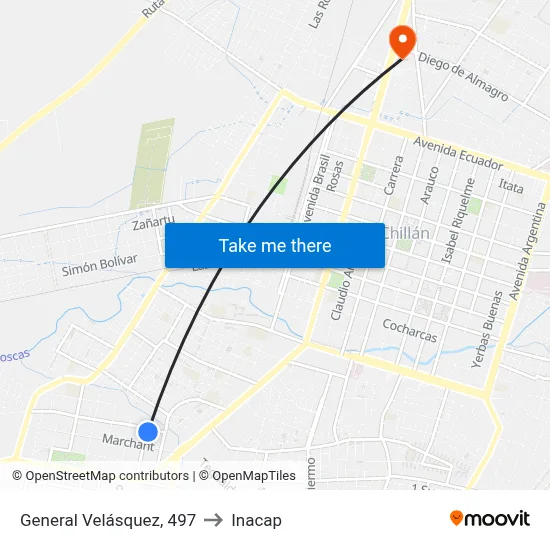 General Velásquez, 497 to Inacap map