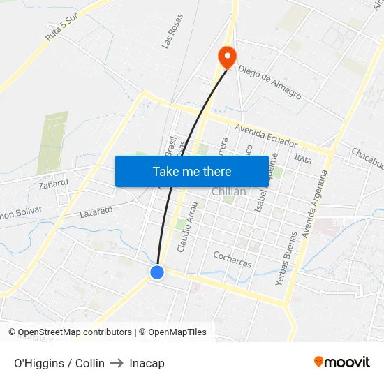 O'Higgins / Collin to Inacap map