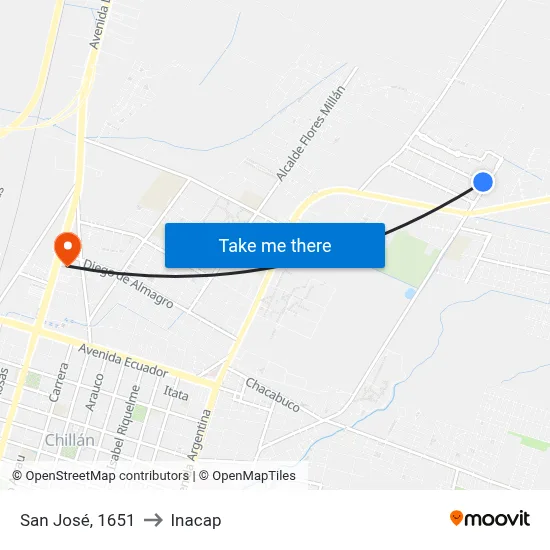 San José, 1651 to Inacap map