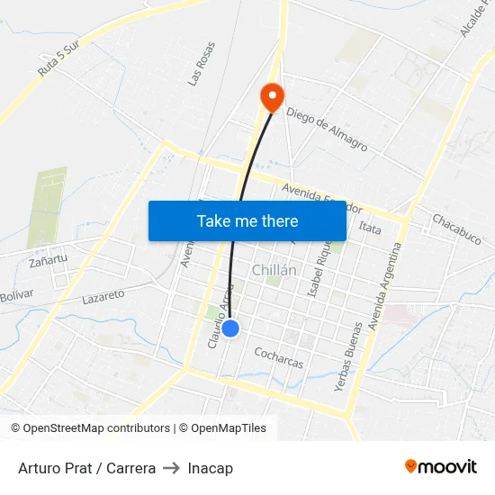 Arturo Prat / Carrera to Inacap map