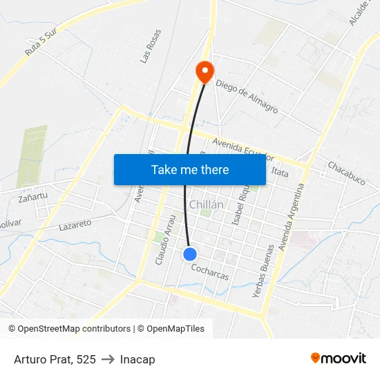 Arturo Prat, 525 to Inacap map