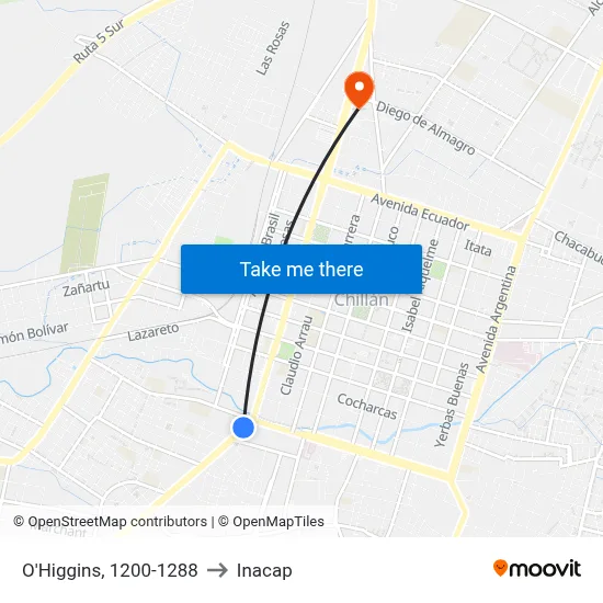 O'Higgins, 1200-1288 to Inacap map