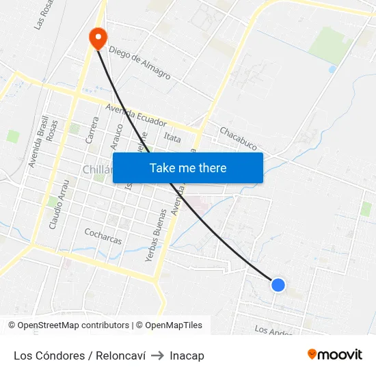 Los Cóndores / Reloncaví to Inacap map