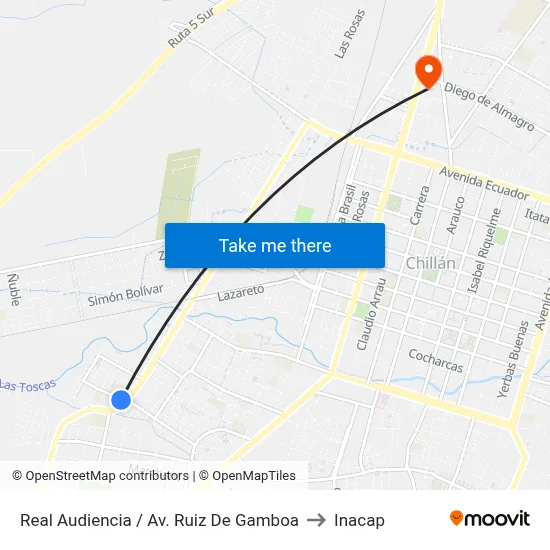 Real Audiencia / Av. Ruiz De Gamboa to Inacap map