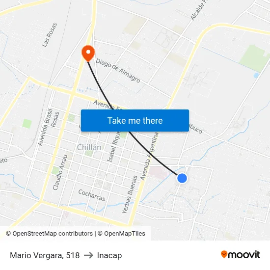 Mario Vergara, 518 to Inacap map