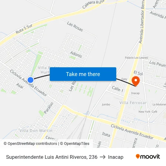 Superintendente Luis Antini Riveros, 236 to Inacap map