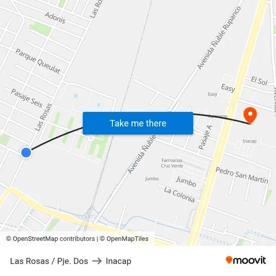 Las Rosas / Pje. Dos to Inacap map