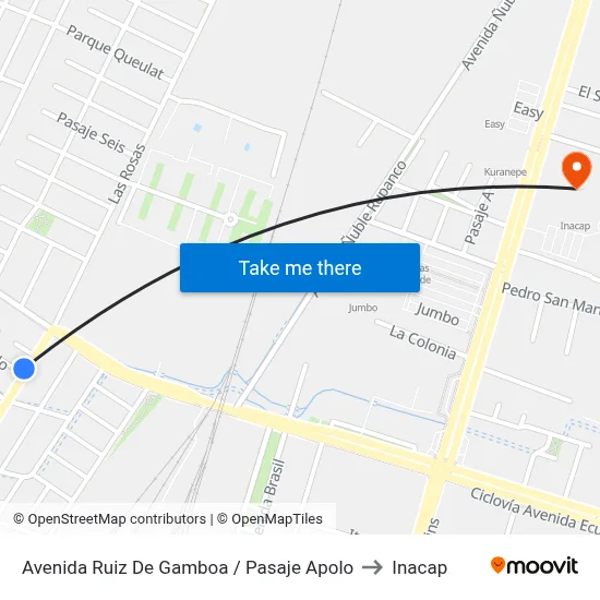 Avenida Ruiz De Gamboa / Pasaje Apolo to Inacap map