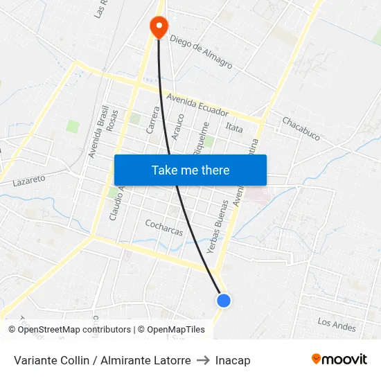 Variante Collin / Almirante Latorre to Inacap map