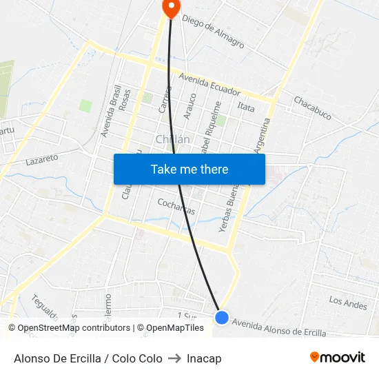 Alonso De Ercilla / Colo Colo to Inacap map
