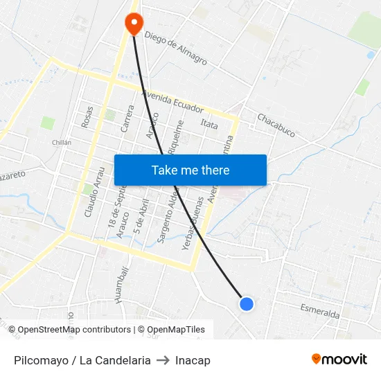 Pilcomayo / La Candelaria to Inacap map