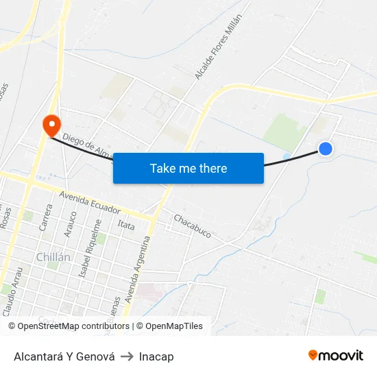 Alcantará Y Genová to Inacap map