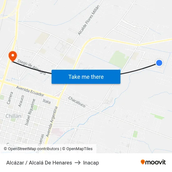 Alcázar / Alcalá De Henares to Inacap map