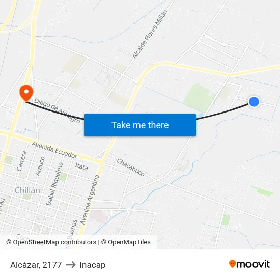 Alcázar, 2177 to Inacap map