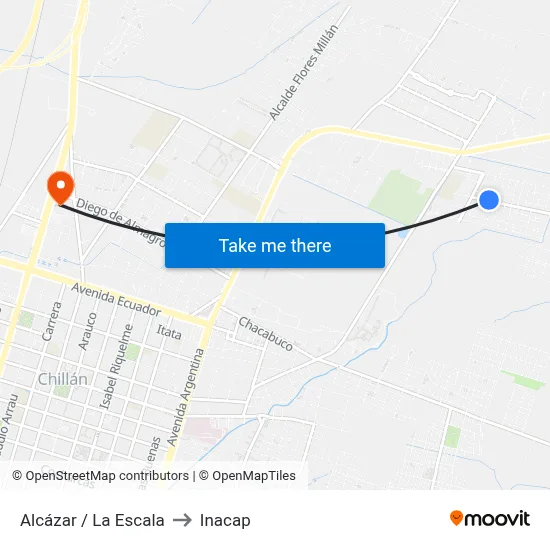 Alcázar / La Escala to Inacap map