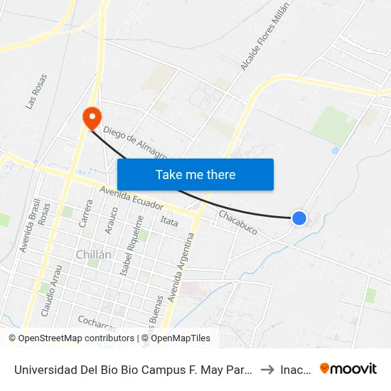 Universidad Del Bio Bio Campus F. May Parada1 to Inacap map