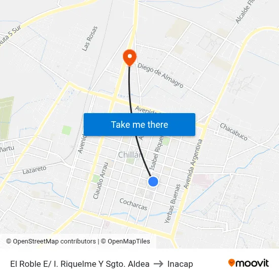 El Roble E/ I. Riquelme Y Sgto. Aldea to Inacap map