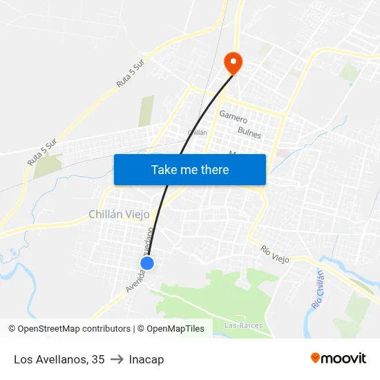 Los Avellanos, 35 to Inacap map