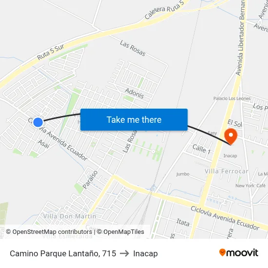 Camino Parque Lantaño, 715 to Inacap map