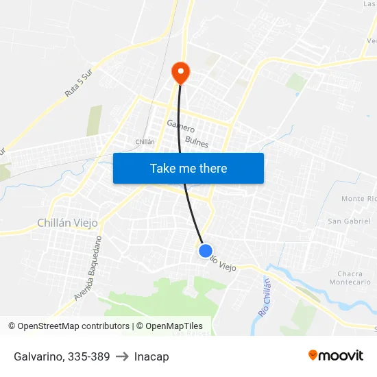 Galvarino, 335-389 to Inacap map