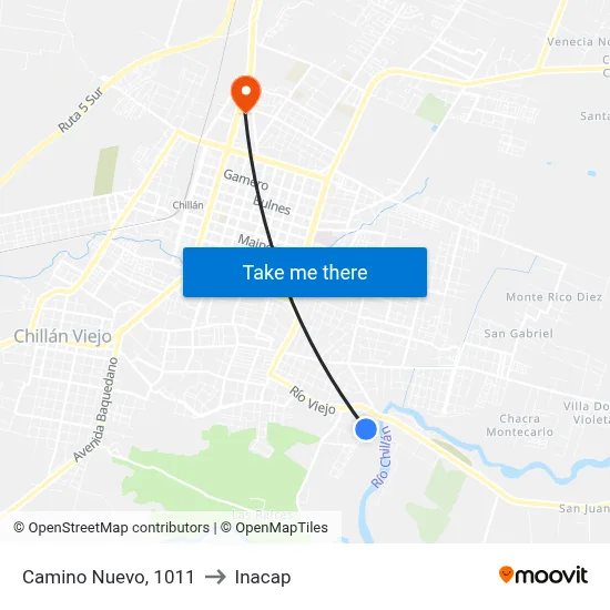 Camino Nuevo, 1011 to Inacap map