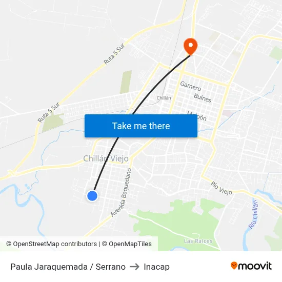 Paula Jaraquemada / Serrano to Inacap map