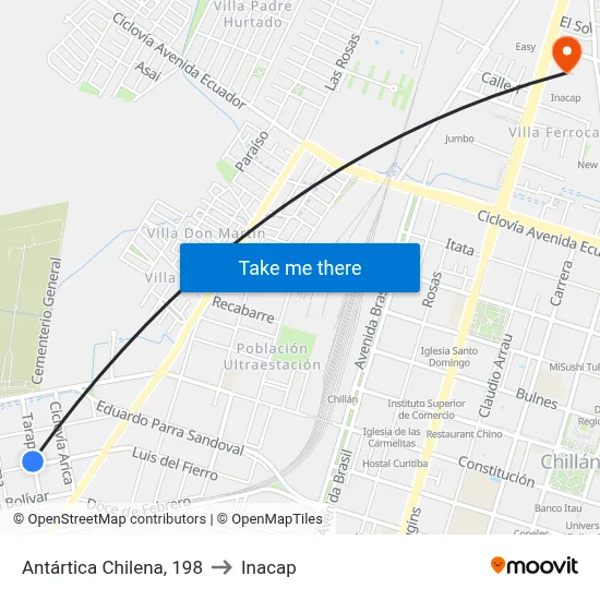 Antártica Chilena, 198 to Inacap map