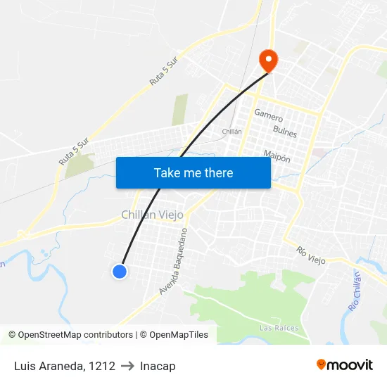 Luis Araneda, 1212 to Inacap map