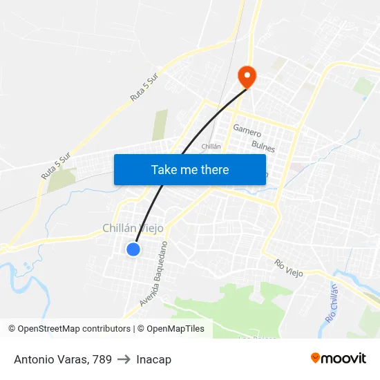 Antonio Varas, 789 to Inacap map