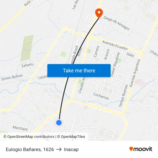 Eulogio Bañares, 1626 to Inacap map