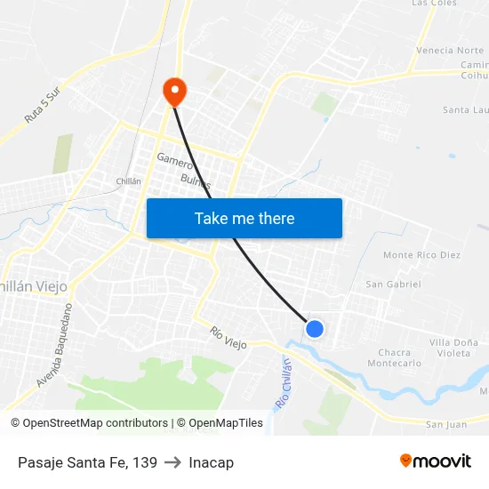 Pasaje Santa Fe, 139 to Inacap map