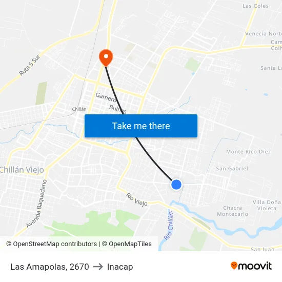 Las Amapolas, 2670 to Inacap map