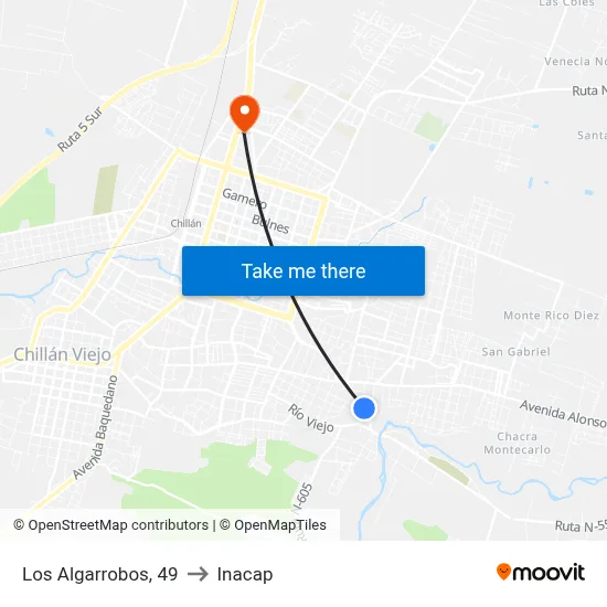 Los Algarrobos, 49 to Inacap map