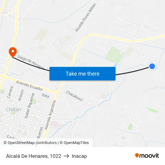 Alcalá De Henares, 1022 to Inacap map