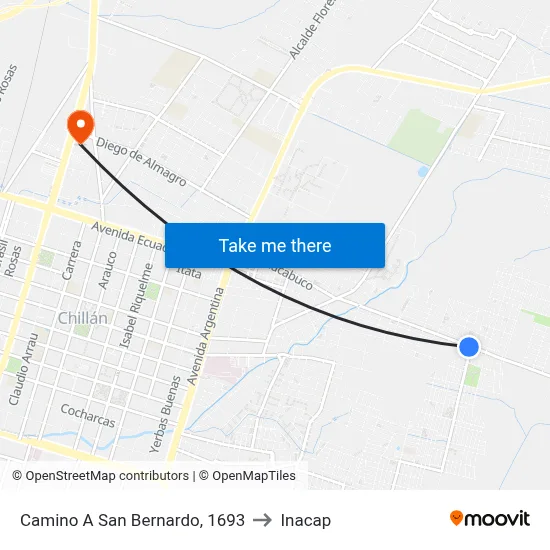 Camino A San Bernardo, 1693 to Inacap map