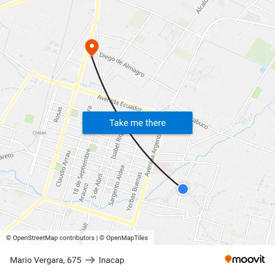 Mario Vergara, 675 to Inacap map