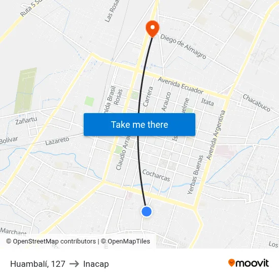 Huambalí, 127 to Inacap map