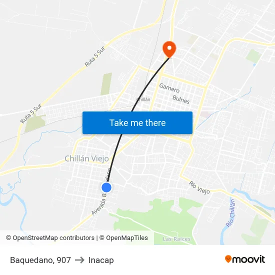 Baquedano, 907 to Inacap map
