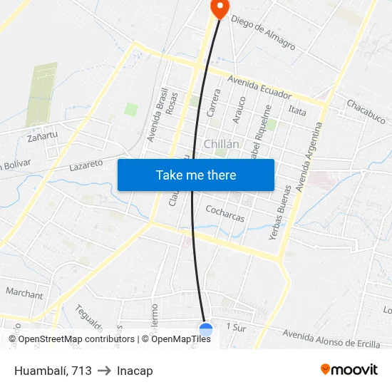 Huambalí, 713 to Inacap map