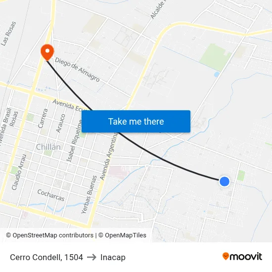 Cerro Condell, 1504 to Inacap map
